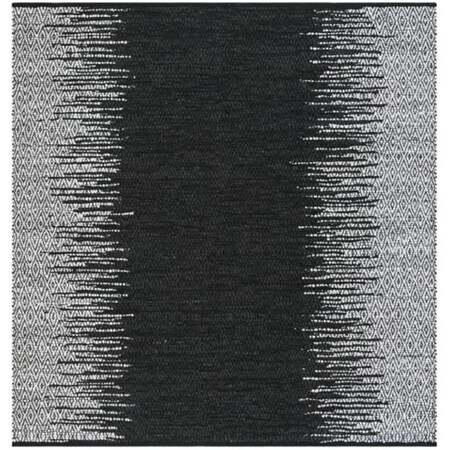 Flowers First 6 x 6 ft. Square Vintage Leather Hand Woven Area Rug, Light Grey & Black FL1868217